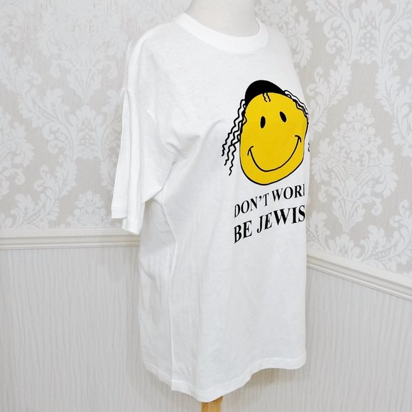 Don't Worry Be Jewish Jew Funny Graphic T-Shirt Tee - Picture 2 of 6